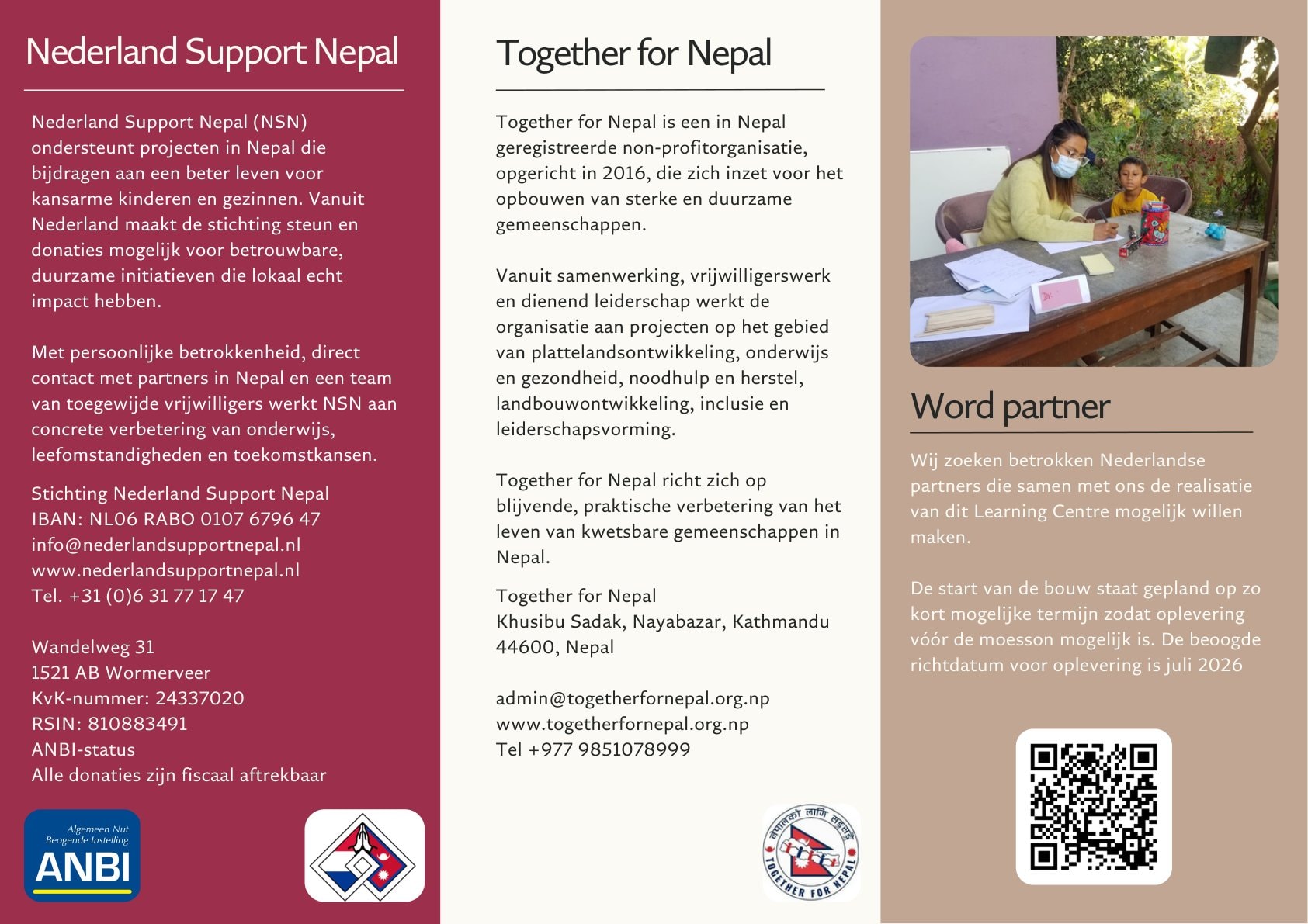 Learning Garden Centre brochure - Nederland Support Nepal and Together for Nepal partnership